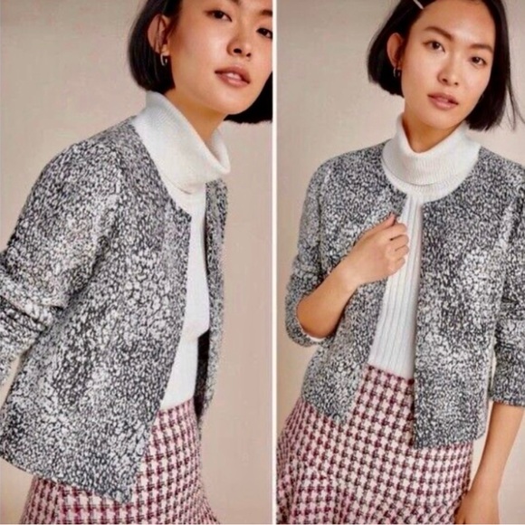Anthropologie Dolan Left Coast Eva Textured Knit Jacket Black & White XS NWT - Picture 7 of 7